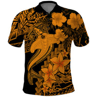 Aloha Hawaii Polo Shirt Hammerhead Shark Tattoo Polynesian Summer - Gold - Wonder Print Shop