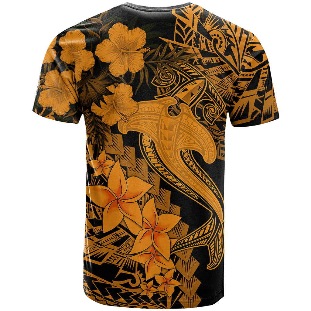 Aloha Hawaii T Shirt Hammerhead Shark Tattoo Polynesian Summer - Gold - Wonder Print Shop