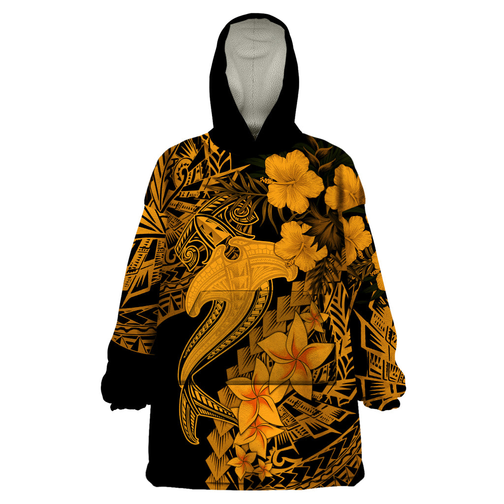 Aloha Hawaii Wearable Blanket Hoodie Hammerhead Shark Tattoo Polynesian Summer - Gold - Wonder Print Shop