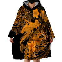 Aloha Hawaii Wearable Blanket Hoodie Hammerhead Shark Tattoo Polynesian Summer - Gold - Wonder Print Shop