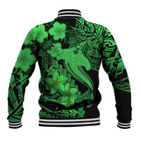 Aloha Hawaii Baseball Jacket Hammerhead Shark Tattoo Polynesian Summer - Green LT9 - Wonder Print Shop