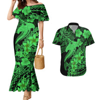 Aloha Hawaii Couples Matching Mermaid Dress And Hawaiian Shirt Hammerhead Shark Tattoo Polynesian Summer - Green LT9 - Wonder Print Shop