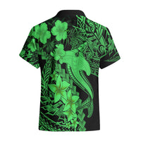 Aloha Hawaii Hawaiian Shirt Hammerhead Shark Tattoo Polynesian Summer - Green - Wonder Print Shop