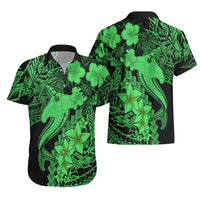 Aloha Hawaii Hawaiian Shirt Hammerhead Shark Tattoo Polynesian Summer - Green - Wonder Print Shop