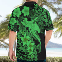 Aloha Hawaii Hawaiian Shirt Hammerhead Shark Tattoo Polynesian Summer - Green - Wonder Print Shop
