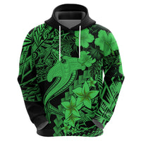 Aloha Hawaii Hoodie Hammerhead Shark Tattoo Polynesian Summer - Green - Wonder Print Shop