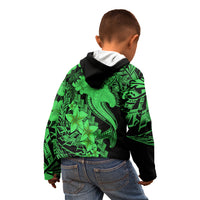 Aloha Hawaii Kid Hoodie Hammerhead Shark Tattoo Polynesian Summer - Green - Wonder Print Shop