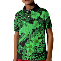 Aloha Hawaii Kid Polo Shirt Hammerhead Shark Tattoo Polynesian Summer - Green - Wonder Print Shop