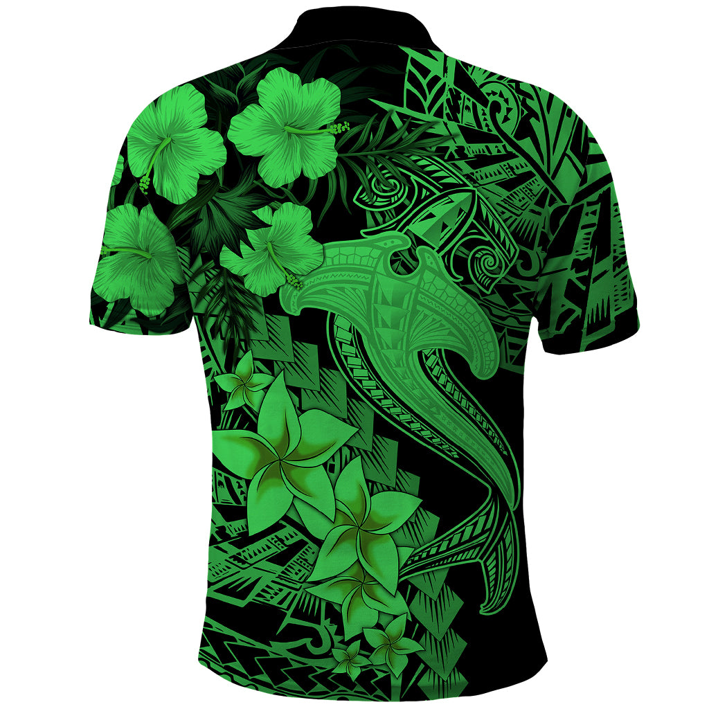 Aloha Hawaii Polo Shirt Hammerhead Shark Tattoo Polynesian Summer - Green - Wonder Print Shop