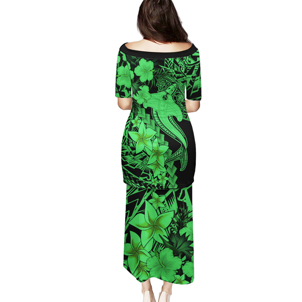 Aloha Hawaii Puletasi Hammerhead Shark Tattoo Polynesian Summer - Green - Wonder Print Shop