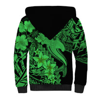 Aloha Hawaii Sherpa Hoodie Hammerhead Shark Tattoo Polynesian Summer - Green - Wonder Print Shop