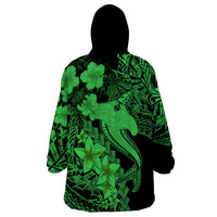 Aloha Hawaii Wearable Blanket Hoodie Hammerhead Shark Tattoo Polynesian Summer - Green - Wonder Print Shop