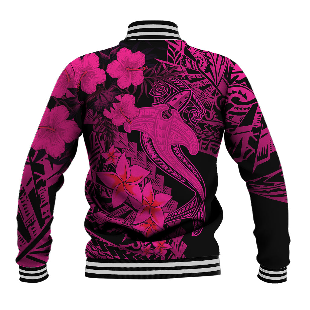Aloha Hawaii Baseball Jacket Hammerhead Shark Tattoo Polynesian Summer - Pink LT9 - Wonder Print Shop