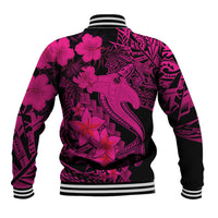 Aloha Hawaii Baseball Jacket Hammerhead Shark Tattoo Polynesian Summer - Pink LT9 - Wonder Print Shop