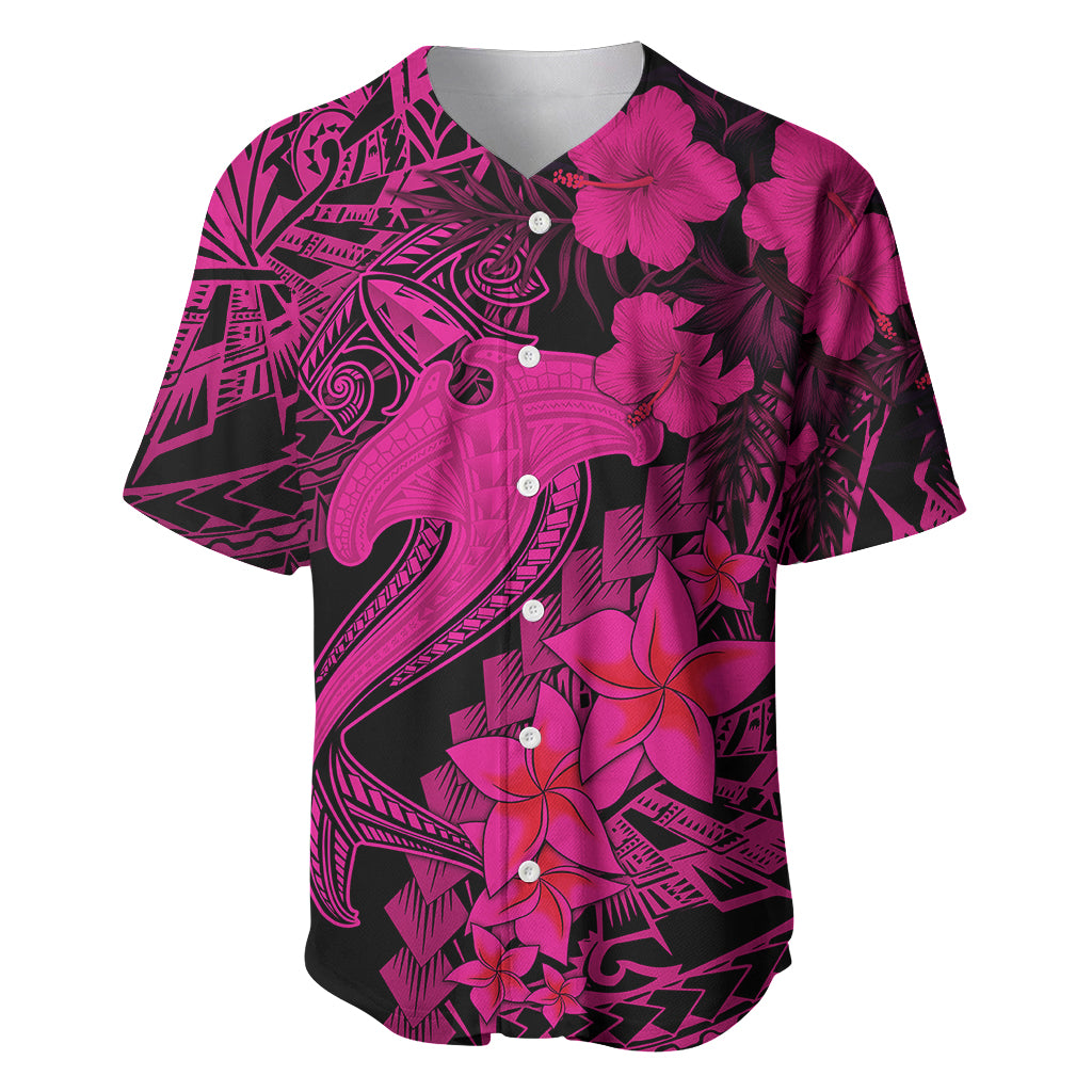 Aloha Hawaii Baseball Jersey Hammerhead Shark Tattoo Polynesian Summer - Pink LT9 - Wonder Print Shop