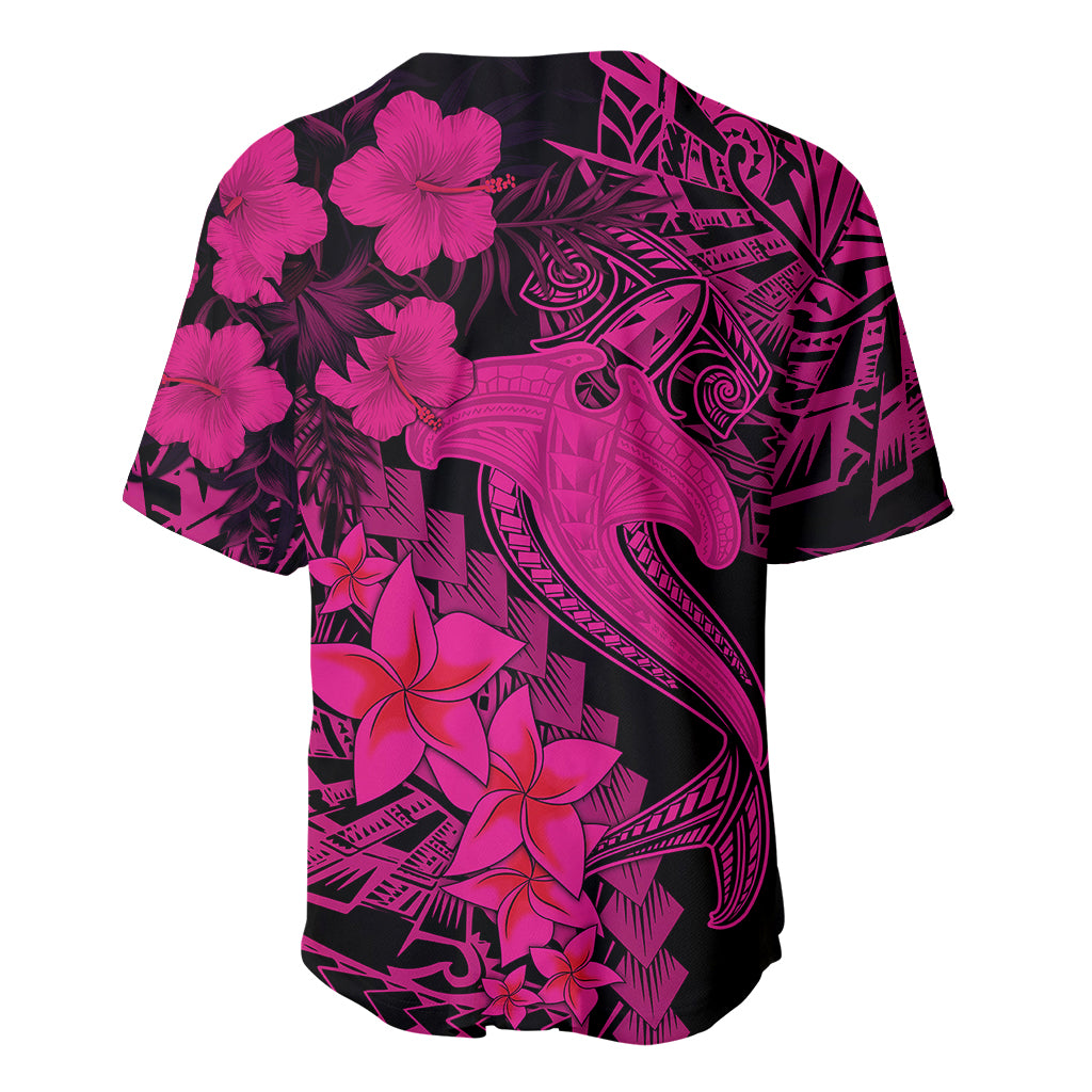 Aloha Hawaii Baseball Jersey Hammerhead Shark Tattoo Polynesian Summer - Pink LT9 - Wonder Print Shop