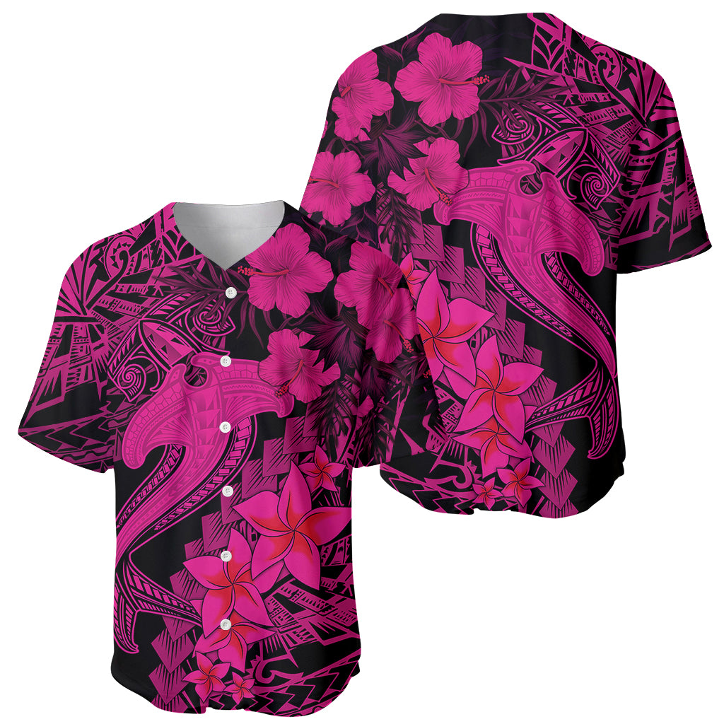 Aloha Hawaii Baseball Jersey Hammerhead Shark Tattoo Polynesian Summer - Pink LT9 - Wonder Print Shop