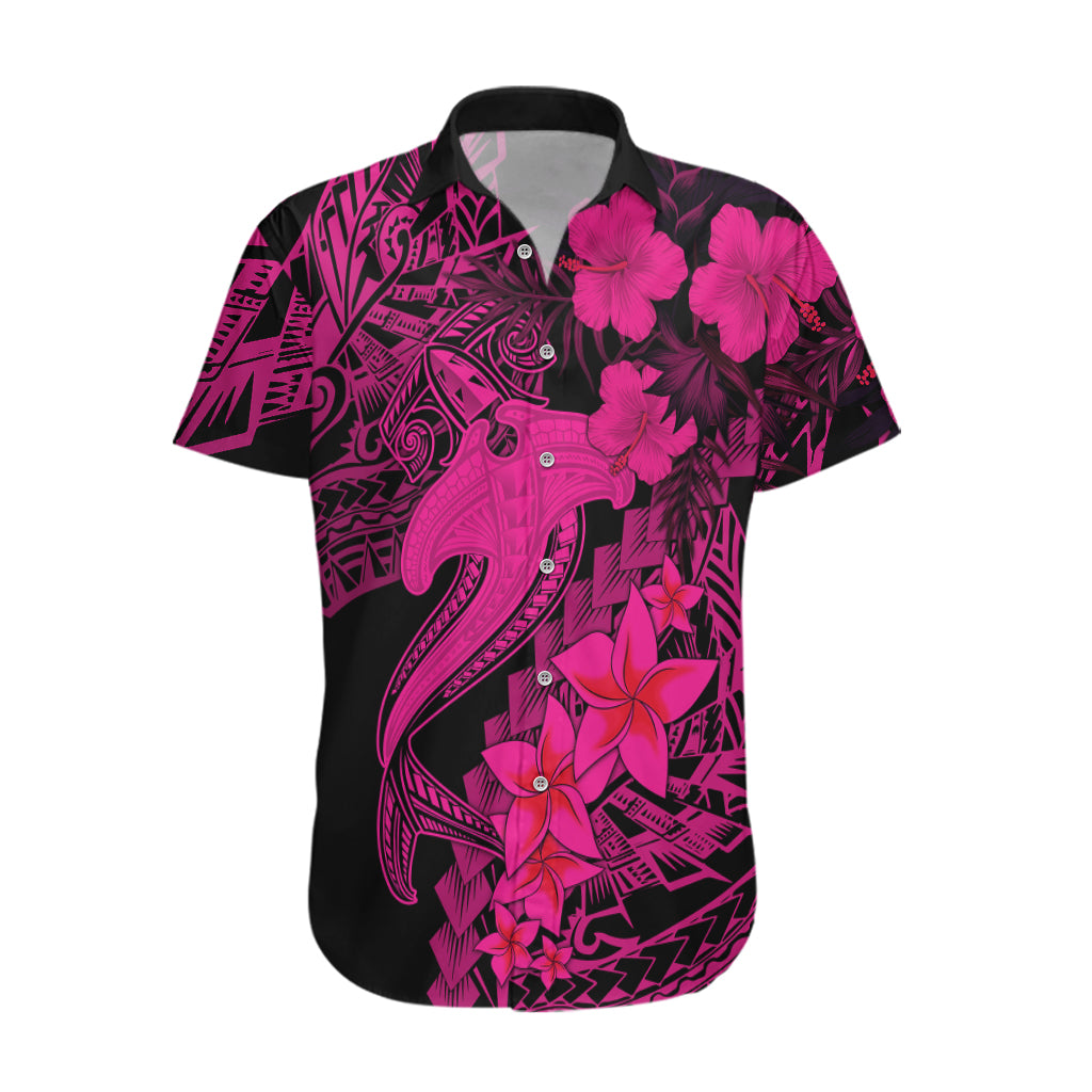 Aloha Hawaii Hawaiian Shirt Hammerhead Shark Tattoo Polynesian Summer - Pink - Wonder Print Shop