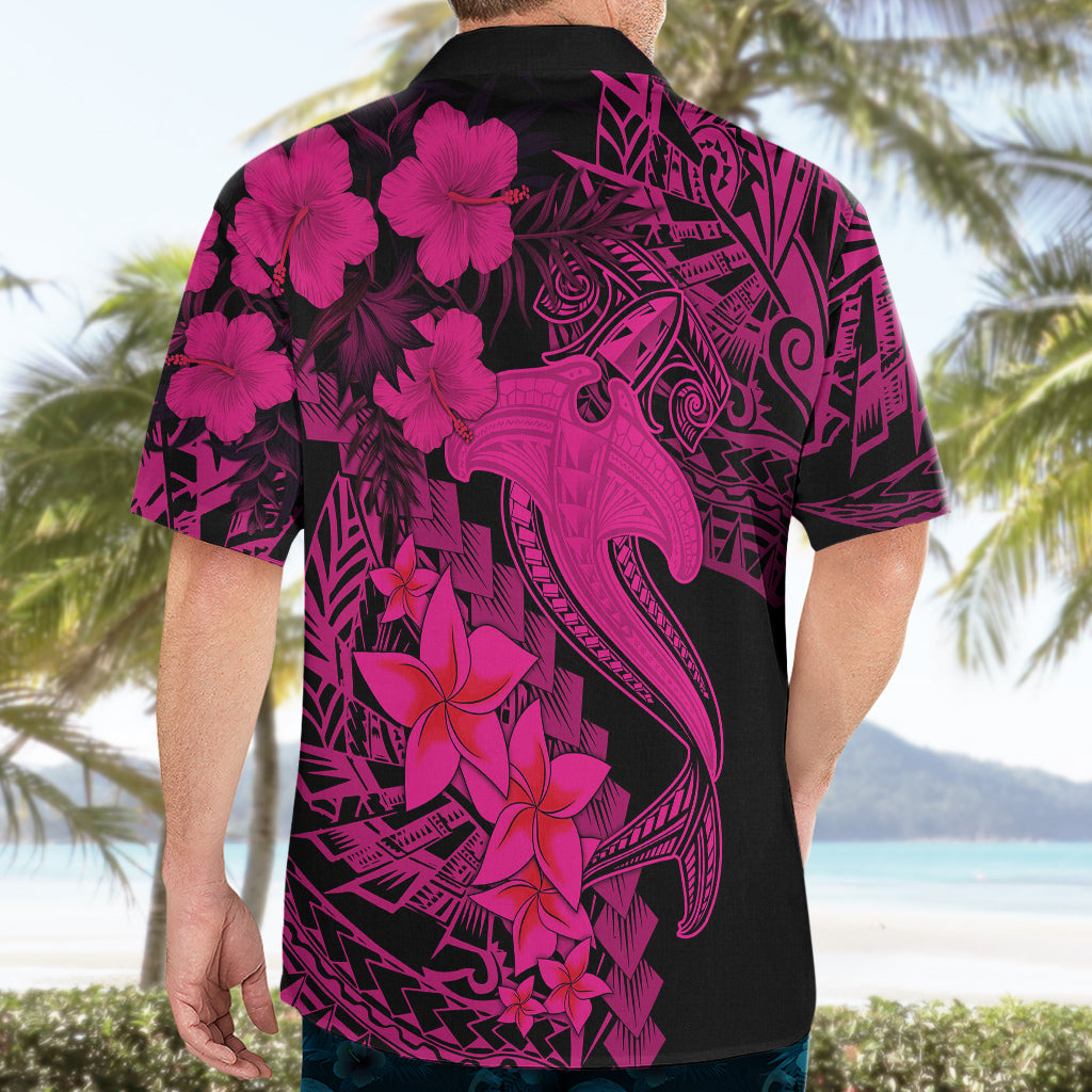 Aloha Hawaii Hawaiian Shirt Hammerhead Shark Tattoo Polynesian Summer - Pink - Wonder Print Shop