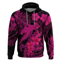 Aloha Hawaii Hoodie Hammerhead Shark Tattoo Polynesian Summer - Pink - Wonder Print Shop