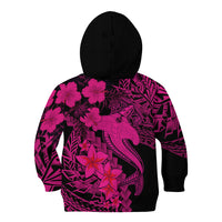 Aloha Hawaii Kid Hoodie Hammerhead Shark Tattoo Polynesian Summer - Pink - Wonder Print Shop