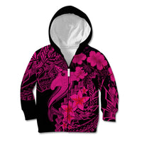 Aloha Hawaii Kid Hoodie Hammerhead Shark Tattoo Polynesian Summer - Pink - Wonder Print Shop