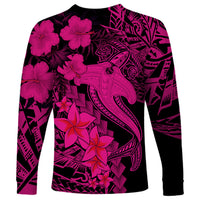 Aloha Hawaii Long Sleeve Shirt Hammerhead Shark Tattoo Polynesian Summer - Pink - Wonder Print Shop
