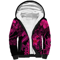 Aloha Hawaii Sherpa Hoodie Hammerhead Shark Tattoo Polynesian Summer - Pink - Wonder Print Shop
