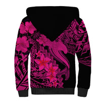 Aloha Hawaii Sherpa Hoodie Hammerhead Shark Tattoo Polynesian Summer - Pink - Wonder Print Shop
