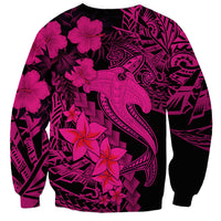 Aloha Hawaii Sweatshirt Hammerhead Shark Tattoo Polynesian Summer - Pink - Wonder Print Shop