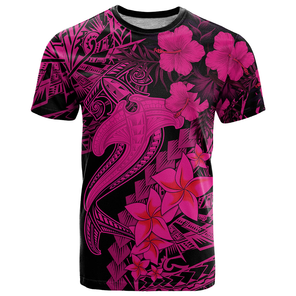 Aloha Hawaii T Shirt Hammerhead Shark Tattoo Polynesian Summer - Pink - Wonder Print Shop