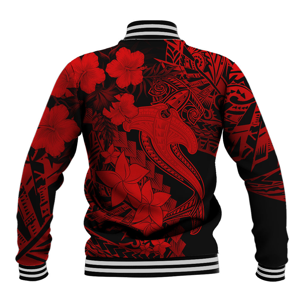 Aloha Hawaii Baseball Jacket Hammerhead Shark Tattoo Polynesian Summer - Red LT9 - Wonder Print Shop