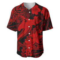 Aloha Hawaii Baseball Jersey Hammerhead Shark Tattoo Polynesian Summer - Red LT9 - Wonder Print Shop