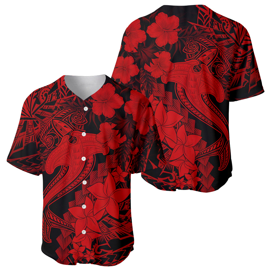 Aloha Hawaii Baseball Jersey Hammerhead Shark Tattoo Polynesian Summer - Red LT9 - Wonder Print Shop