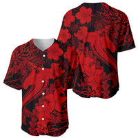 Aloha Hawaii Baseball Jersey Hammerhead Shark Tattoo Polynesian Summer - Red LT9 - Wonder Print Shop