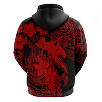 Aloha Hawaii Hoodie Hammerhead Shark Tattoo Polynesian Summer - Red - Wonder Print Shop