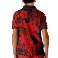 Aloha Hawaii Kid Polo Shirt Hammerhead Shark Tattoo Polynesian Summer - Red - Wonder Print Shop