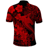 Aloha Hawaii Polo Shirt Hammerhead Shark Tattoo Polynesian Summer - Red - Wonder Print Shop