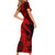 Aloha Hawaii Short Sleeve Bodycon Dress Hammerhead Shark Tattoo Polynesian Summer - Red - Wonder Print Shop