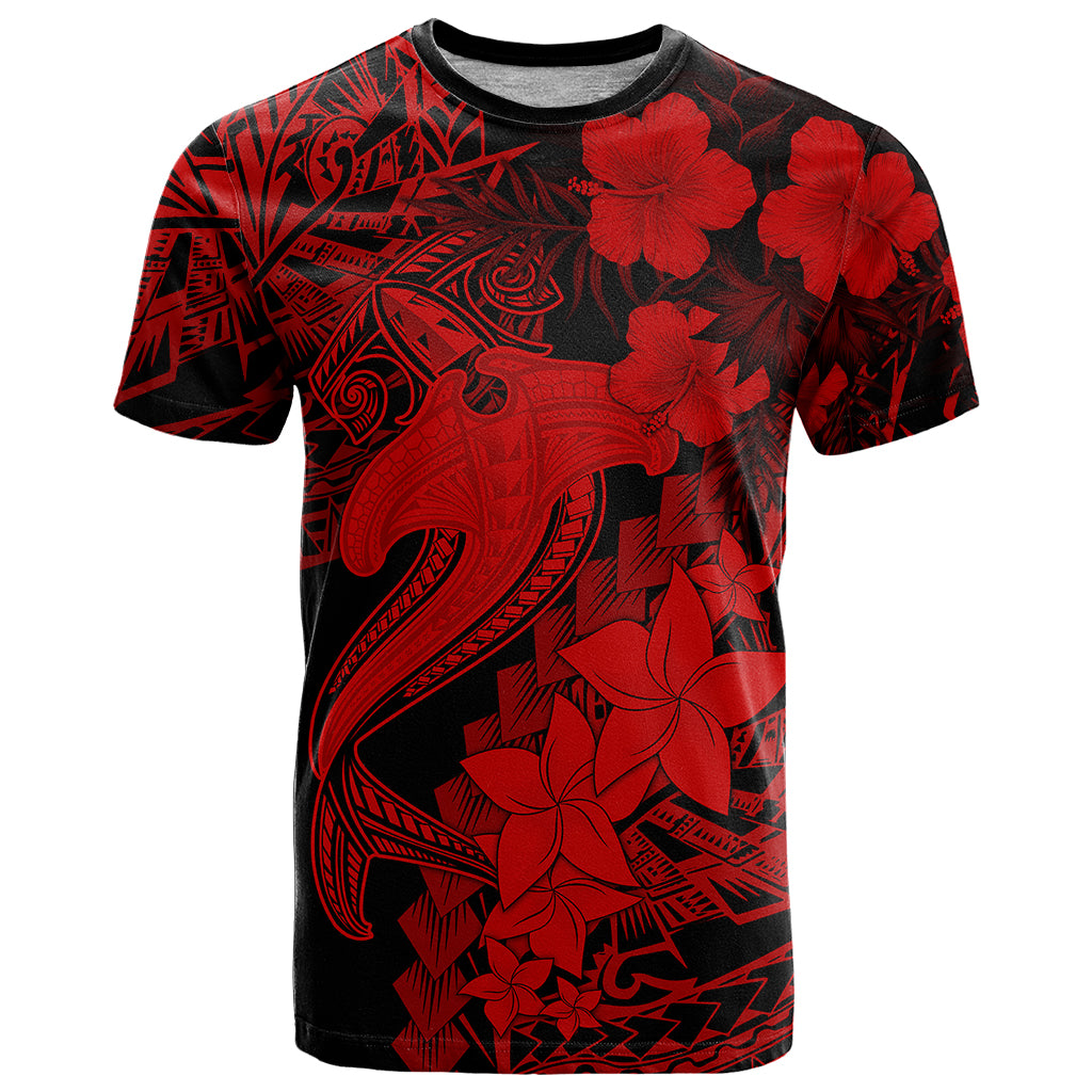 Aloha Hawaii T Shirt Hammerhead Shark Tattoo Polynesian Summer - Red - Wonder Print Shop