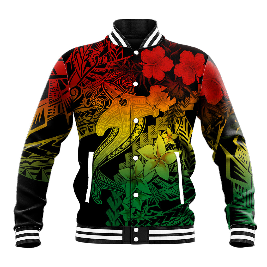 Aloha Hawaii Baseball Jacket Hammerhead Shark Tattoo Polynesian Summer - Reggae LT9 - Wonder Print Shop