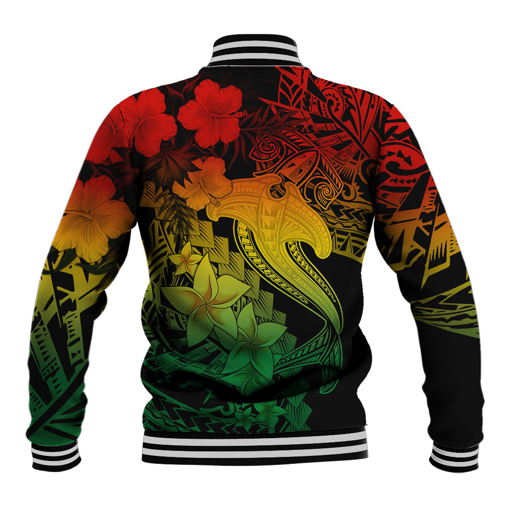 Aloha Hawaii Baseball Jacket Hammerhead Shark Tattoo Polynesian Summer - Reggae LT9 - Wonder Print Shop