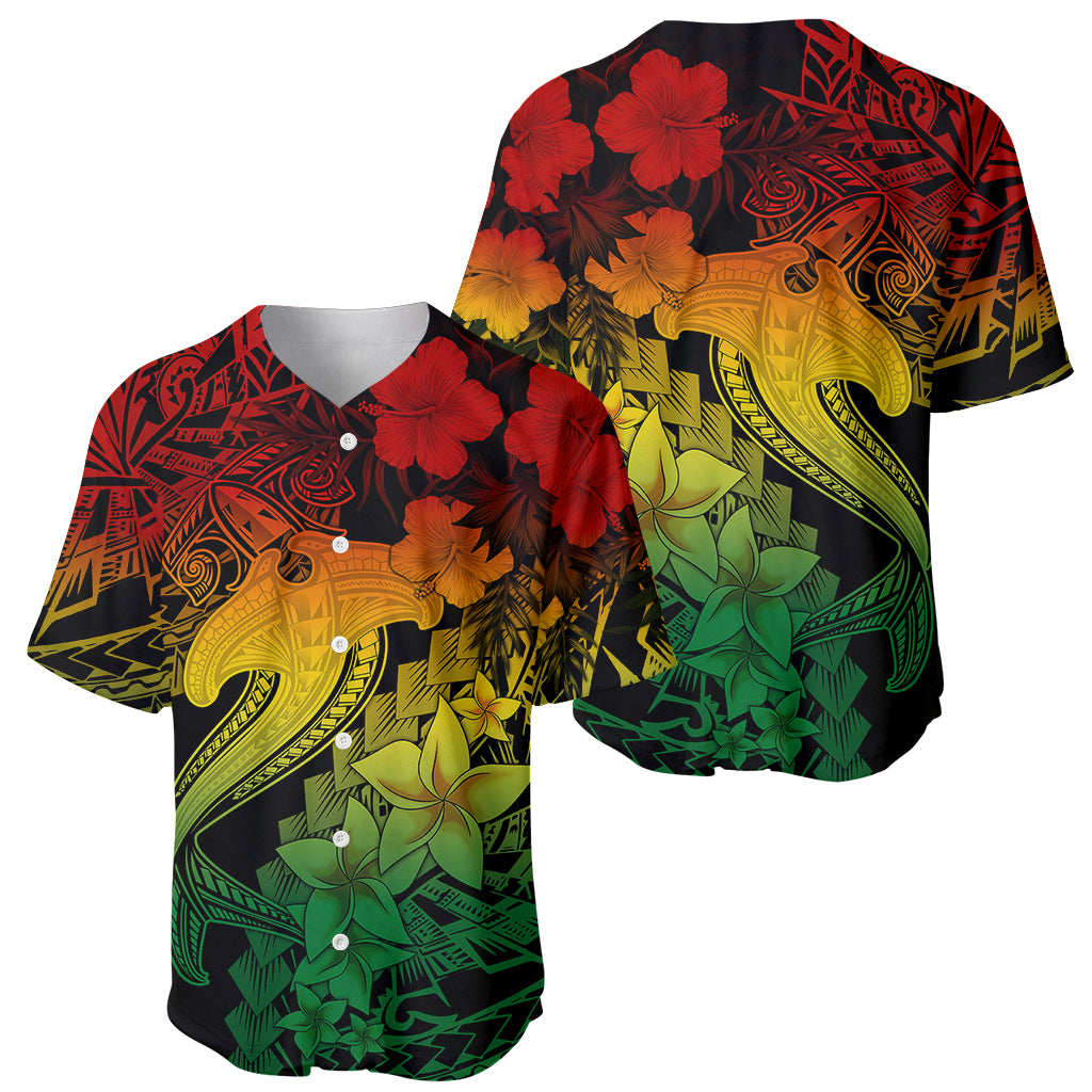 Aloha Hawaii Baseball Jersey Hammerhead Shark Tattoo Polynesian Summer - Reggae LT9 - Wonder Print Shop