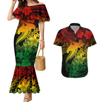 Aloha Hawaii Couples Matching Mermaid Dress And Hawaiian Shirt Hammerhead Shark Tattoo Polynesian Summer - Reggae LT9 - Wonder Print Shop
