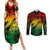 Aloha Hawaii Couples Matching Summer Maxi Dress and Long Sleeve Button Shirts Hammerhead Shark Tattoo Polynesian Summer - Reggae LT9 - Wonder Print Shop