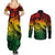 Aloha Hawaii Couples Matching Summer Maxi Dress and Long Sleeve Button Shirts Hammerhead Shark Tattoo Polynesian Summer - Reggae LT9 - Wonder Print Shop