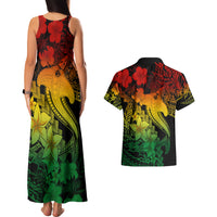 Aloha Hawaii Couples Matching Tank Maxi Dress And Hawaiian Shirt Hammerhead Shark Tattoo Polynesian Summer - Reggae LT9 - Wonder Print Shop