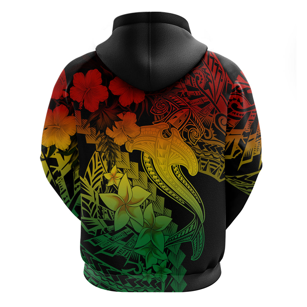 Aloha Hawaii Hoodie Hammerhead Shark Tattoo Polynesian Summer - Reggae - Wonder Print Shop
