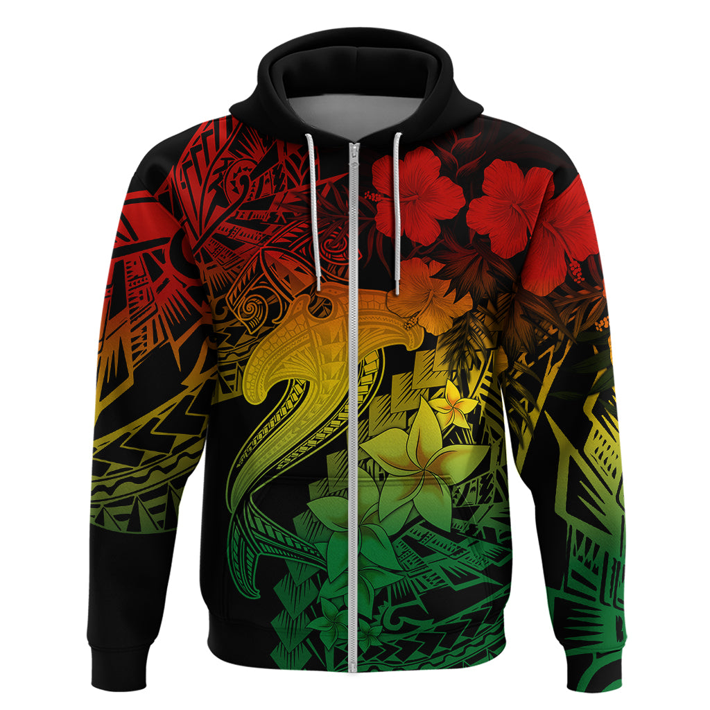 Aloha Hawaii Hoodie Hammerhead Shark Tattoo Polynesian Summer - Reggae - Wonder Print Shop