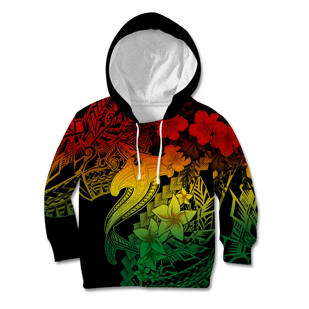Aloha Hawaii Kid Hoodie Hammerhead Shark Tattoo Polynesian Summer - Reggae - Wonder Print Shop